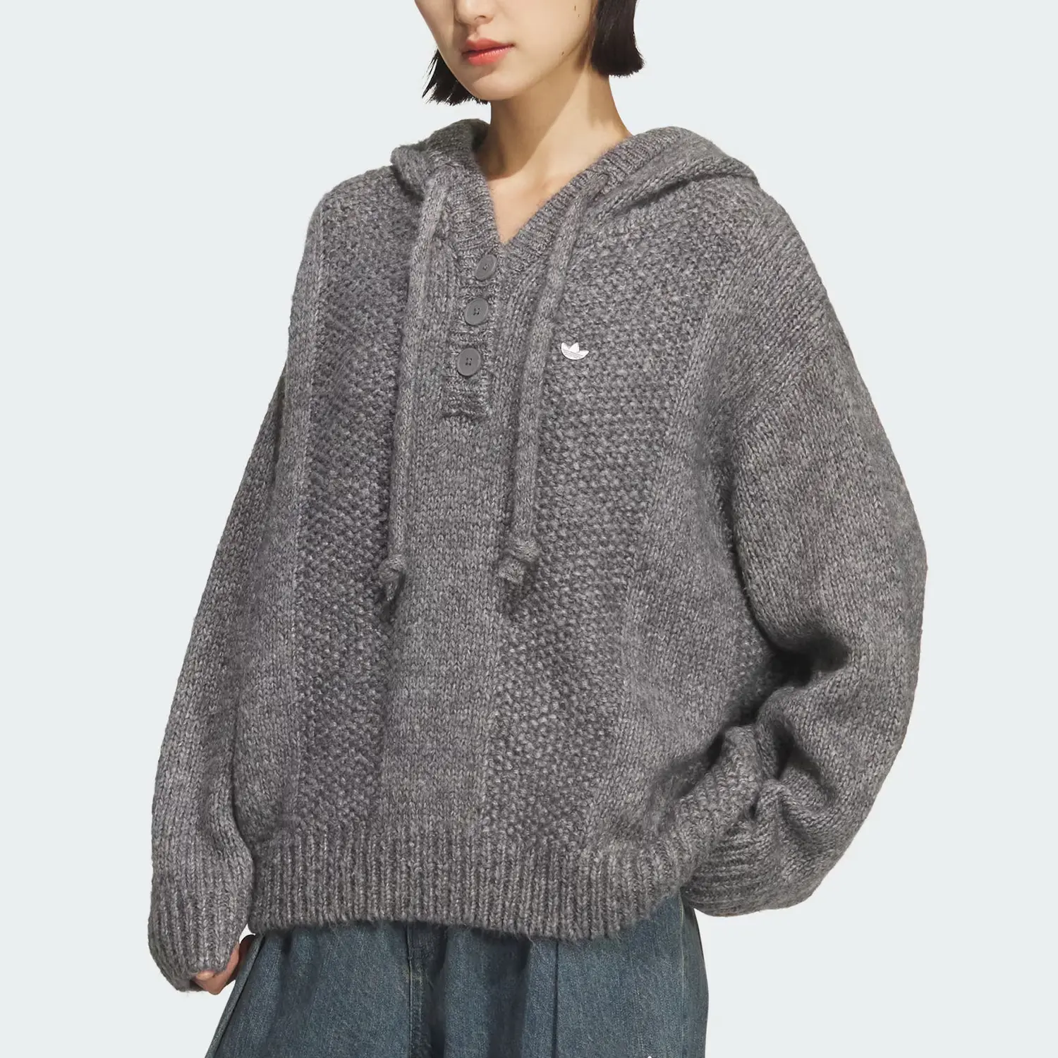 Вязаный свитер FW25 для женщин Adidas Originals, серый — фото 4