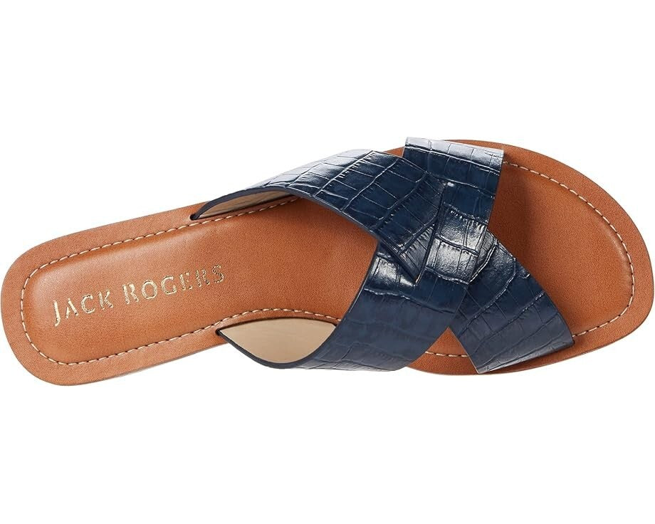 Jack Rogers Slotted Sloane X Band Sandals Women's Blue Leather Slide JOBB150 — фото 3