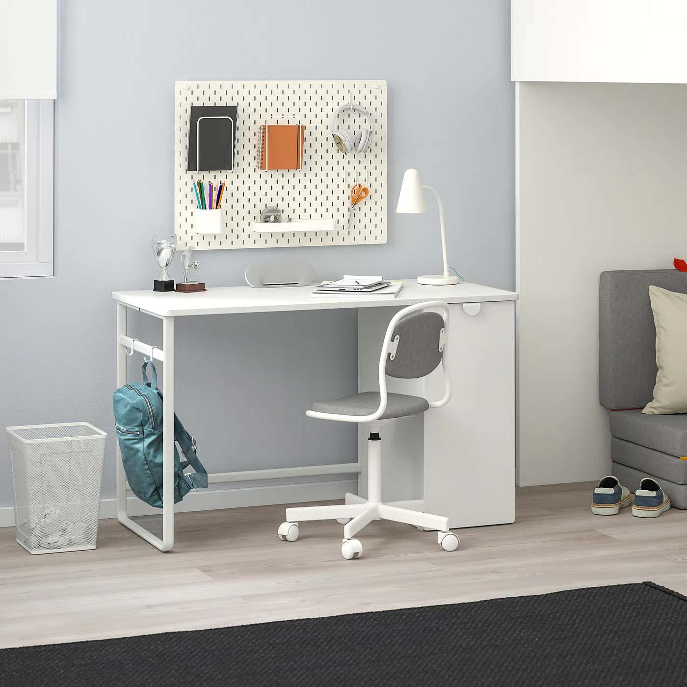 Письменный стол с выдвижным ящиком для хранения, белый, 120x58 см Lärande IKEA — фото 2