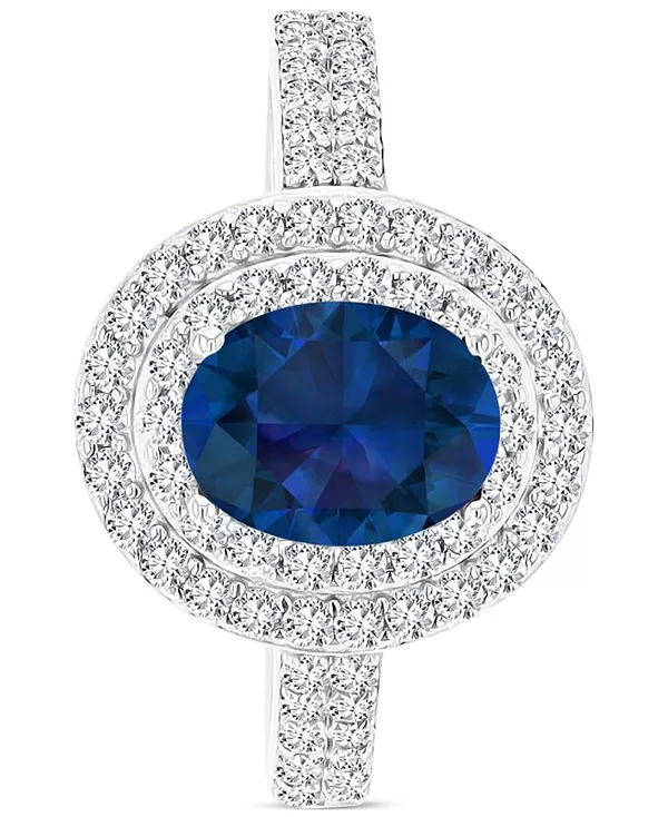 

Кольцо с аметистом (1-1/20 карата tw) и выращенным в лаборатории белым сапфиром (3/4 карата tw) в форме овального гало из стерлингового серебра (также с другими камнями tw) Macy'S, sapphire