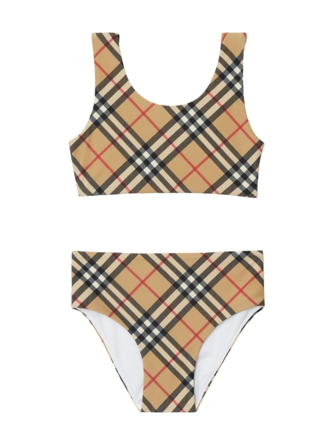 

Burberry Kids бикини в клетку Vintage Check с U-образным вырезом сзади, нейтральный цвет