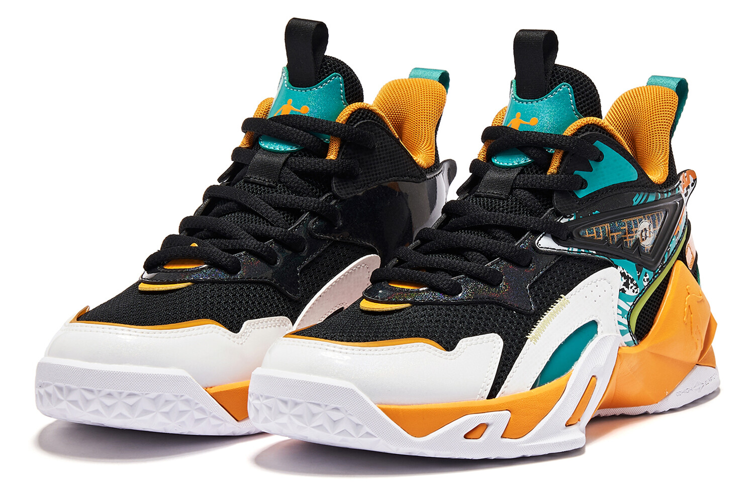Детские баскетбольные кроссовки GS Mid-top Green/Orange Qiaodan — фото 2