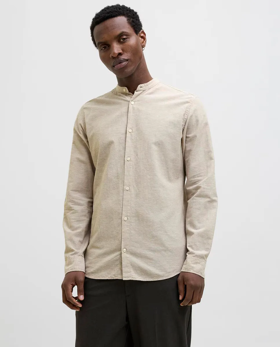 

Мужская рубашка облегающего кроя с длинными рукавами Jack & Jones, бежевый
