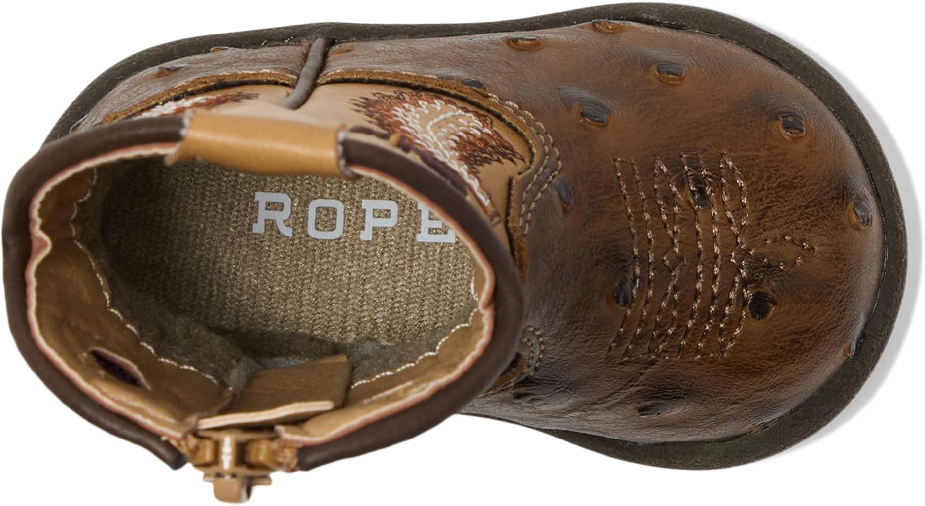 Ботинки Roper Kids  Cowbaby Cowbabies Walker Bumps, Brown Faux Ostrich Vamp — фото 2