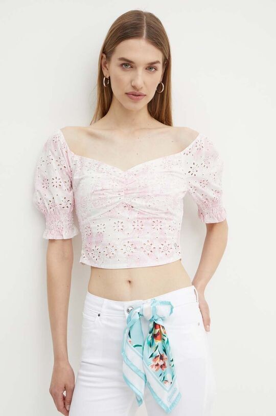 

Хлопковая блузка Guess, розовый