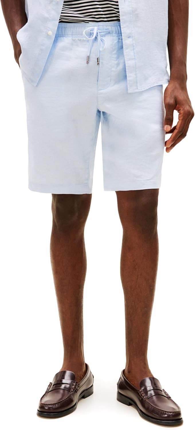 

Мужские летние льняные шорты Tommy Hilfiger 10 дюймов свободного кроя, Breezy Blue