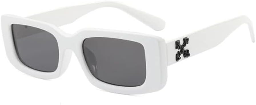 

Маленькие квадратные солнцезащитные очки для мужчин в стиле ретро с декором дужек в виде букв, солнцезащитные очки с защитой от УФ-излучения для путешествий Weloveushop, White