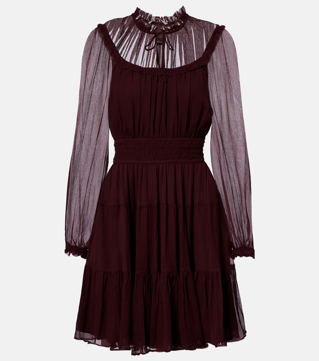 

Мини-платье Ava из шелкового шифона с завязкой на шее Ulla Johnson, Mahogany