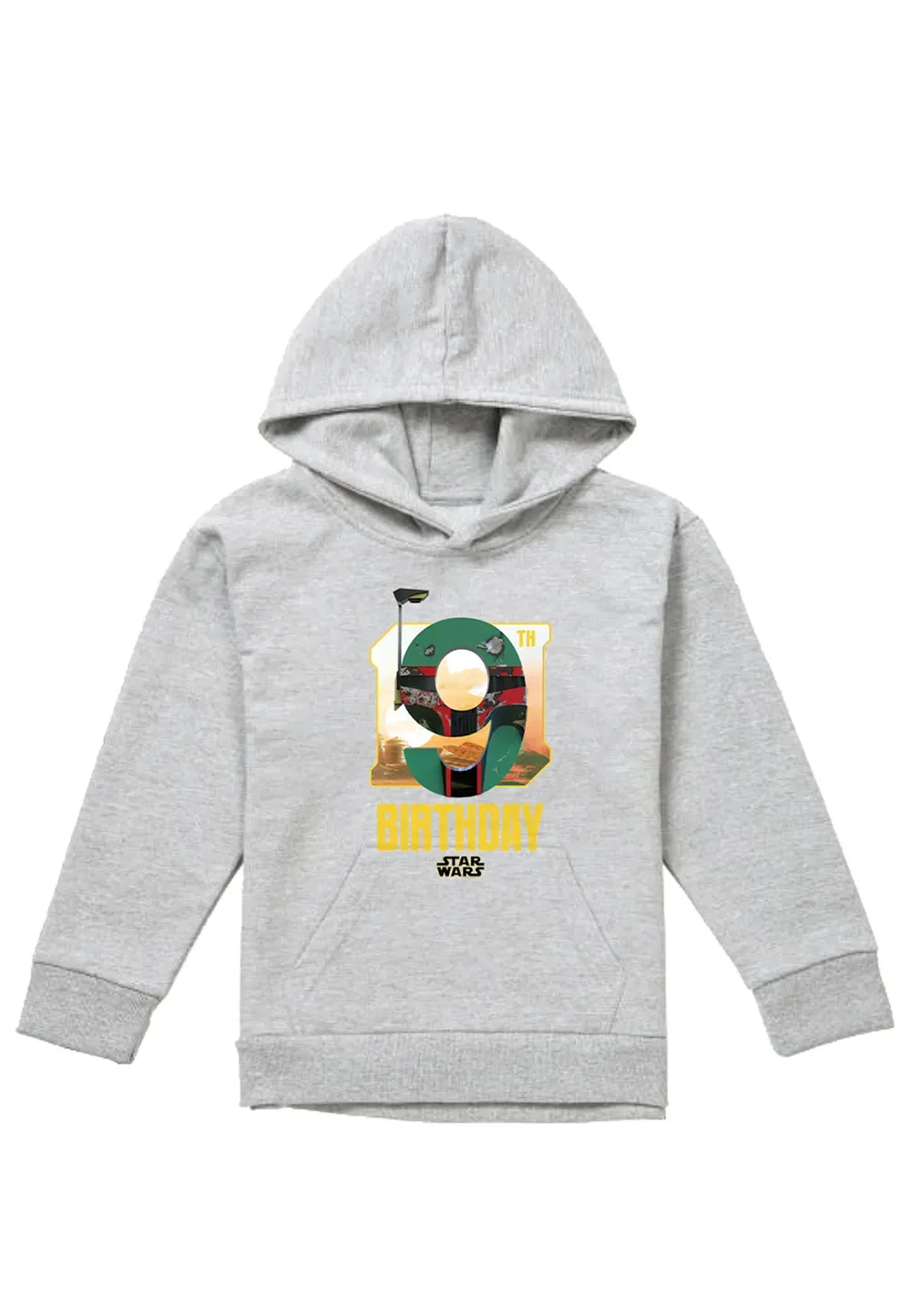 Детская худи с принтом Star Wars Boba Fett, Disney, серый
