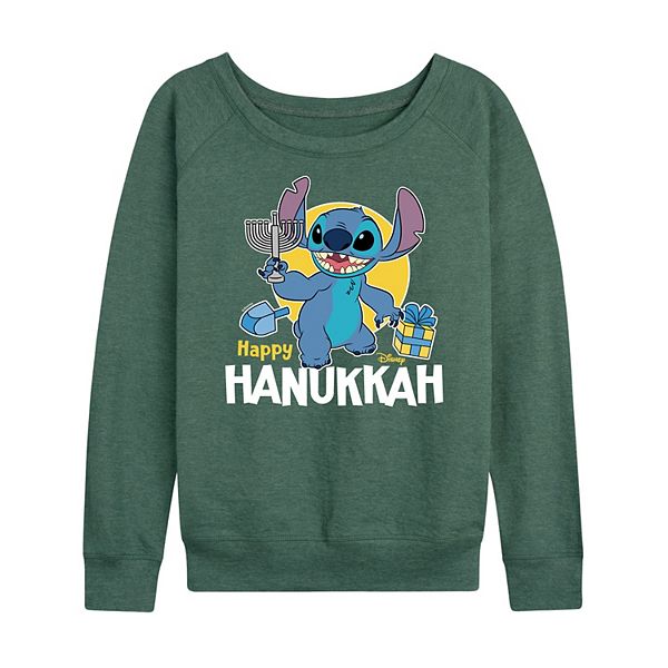 

Женская футболка с длинным рукавом Lilo & Stitch Happy Hanukkah Disney, Heather Juniper