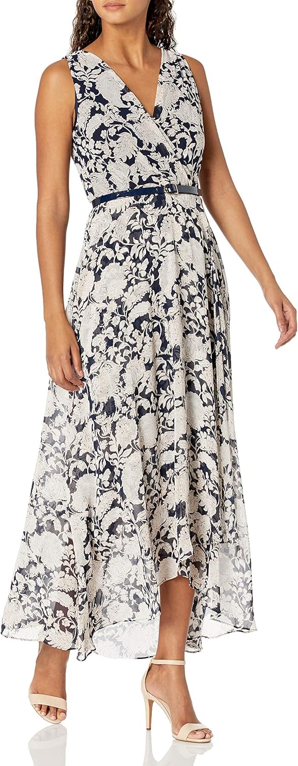 

Женское платье Tommy Hilfiger без рукавов с V-образным вырезом и поясом-халатом, Sky Captain/Ivory