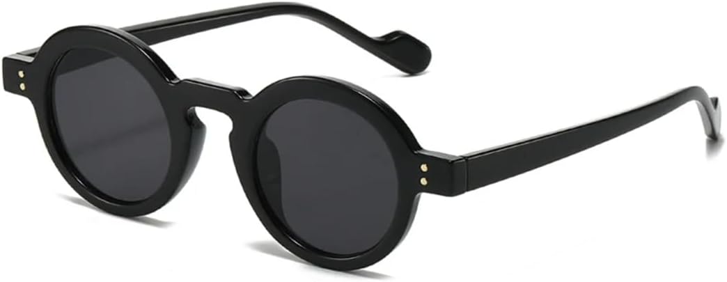 

Ретро маленькие круглые солнцезащитные очки для женщин, модные, с прозрачными линзами цвета океана, защита от УФ-излучения UV400, для мужчин, с заклепками TYUVIVO, Black Grey