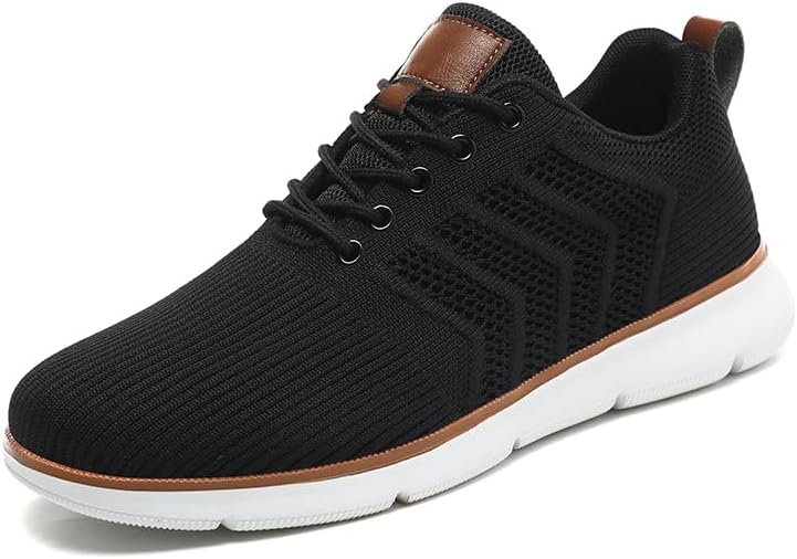 

Мужские кроссовки Oxfords Men’s KnitFlex Breeze с сетчатым верхом, шнуровкой, легкие повседневные для ходьбы Pilluren, белый/черный