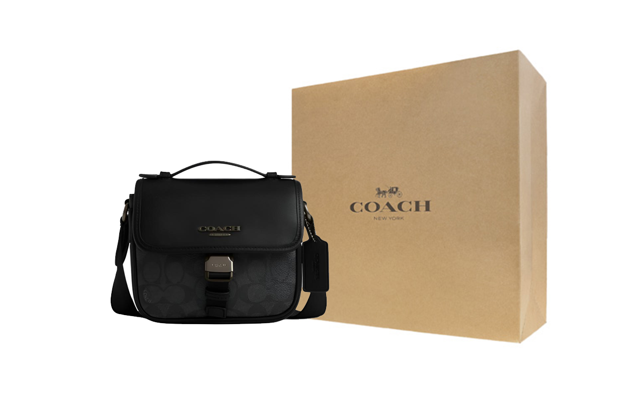 

COACH RACER Кожаная кожаная сумка через плечо маленькая женская угольно-черная