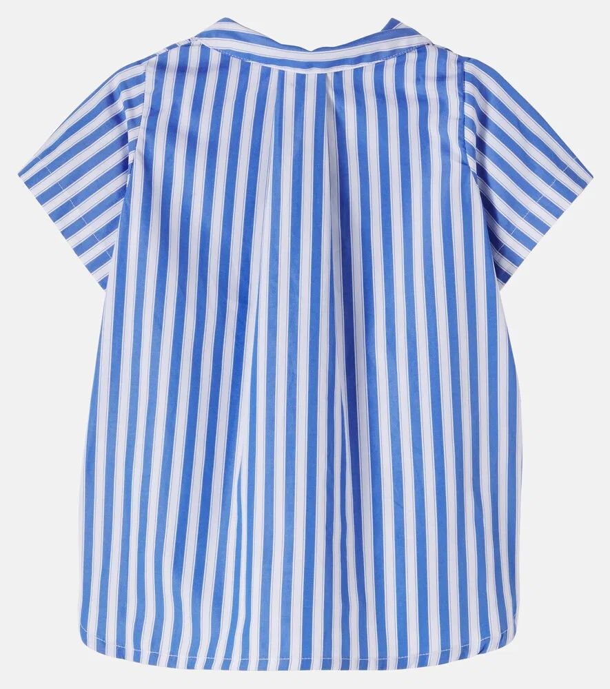 X Maison Kitsuné Baby Lydiah полосатое хлопковое платье Bonpoint, синий — фото 3