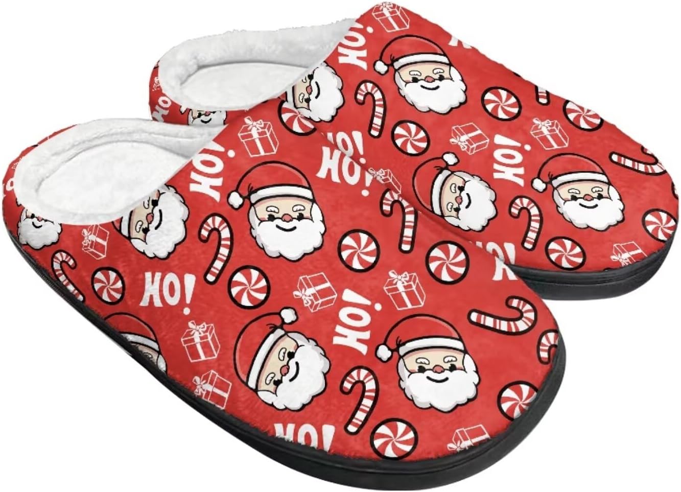 

Мужские зимние пушистые плюшевые тапочки Qoiuvncy с черепом, мягкие теплые домашние тапочки с хлопковой подошвой, противоскользящие, Santa Claus