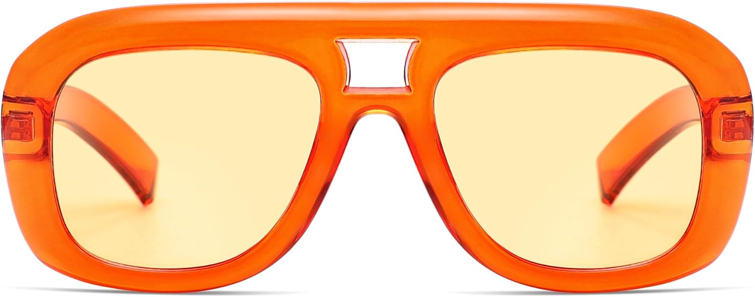 

Солнцезащитные очки-авиаторы SOJOS в стиле ретро, ​​увеличенного размера, для женщин и мужчин, модные винтажные квадратные очки-авиаторы 90-х годов SJ2688, Orange Frame Yellow Lens