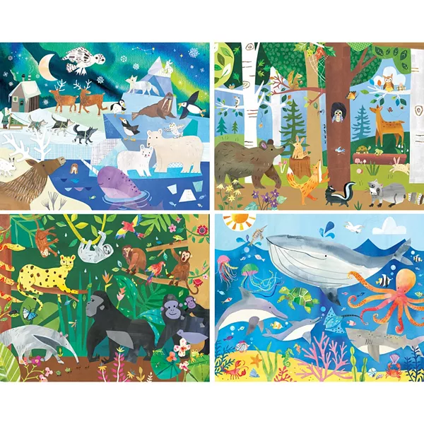 Шедевры! Привет, мир! Набор из 4 пазлов по 100 деталей для детей Masterpieces Puzzles, multicolor — фото 2