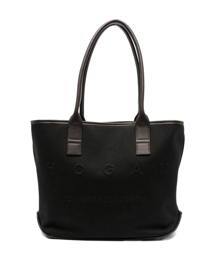 

Стильная кожаная сумка-шоппер, черно-коричневая. Hogan, черный