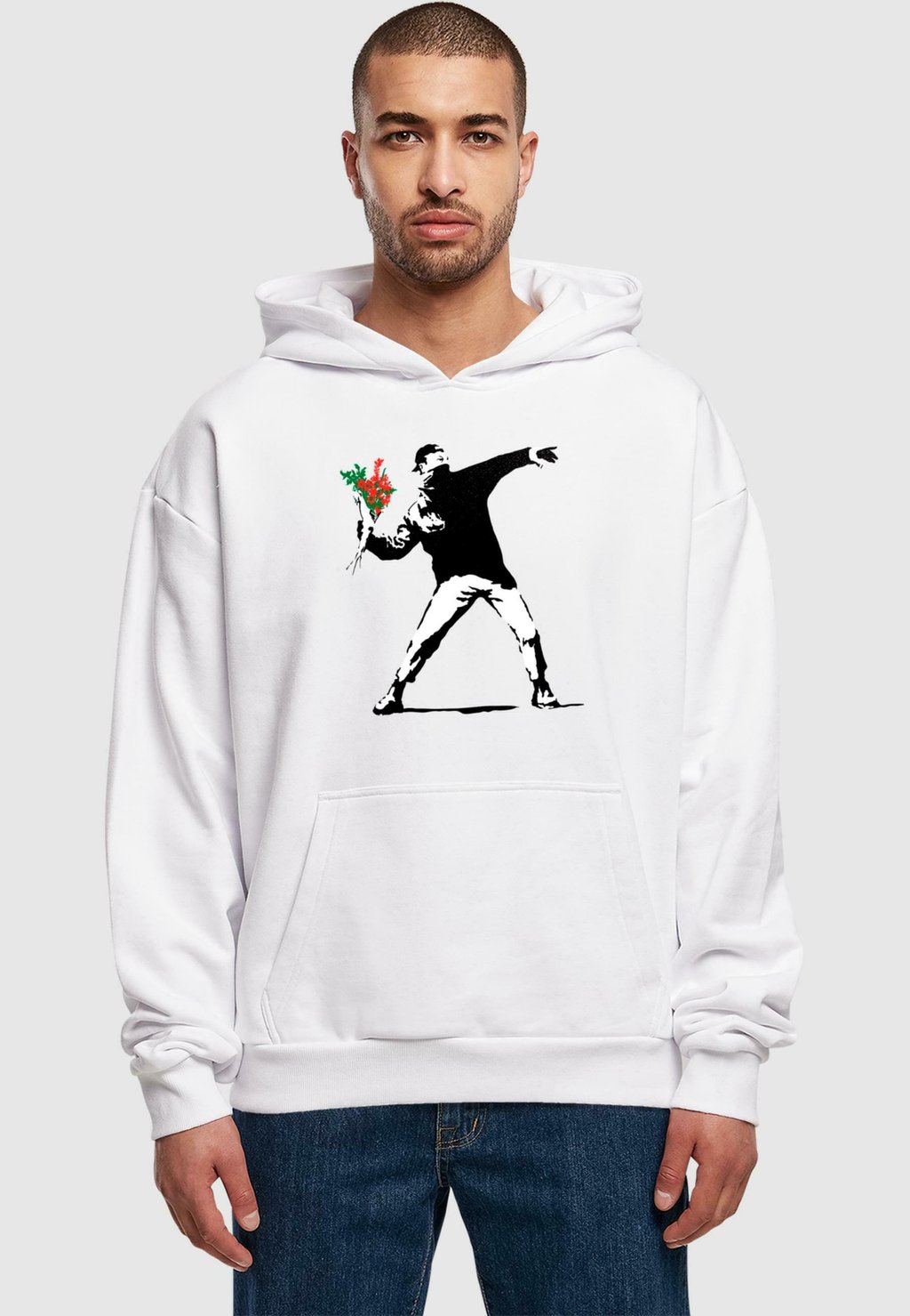 

Толстовка BANKSY - LOVE IS IN THE AIR ULTRA HEAVY - Hoodie Merchcode, белый