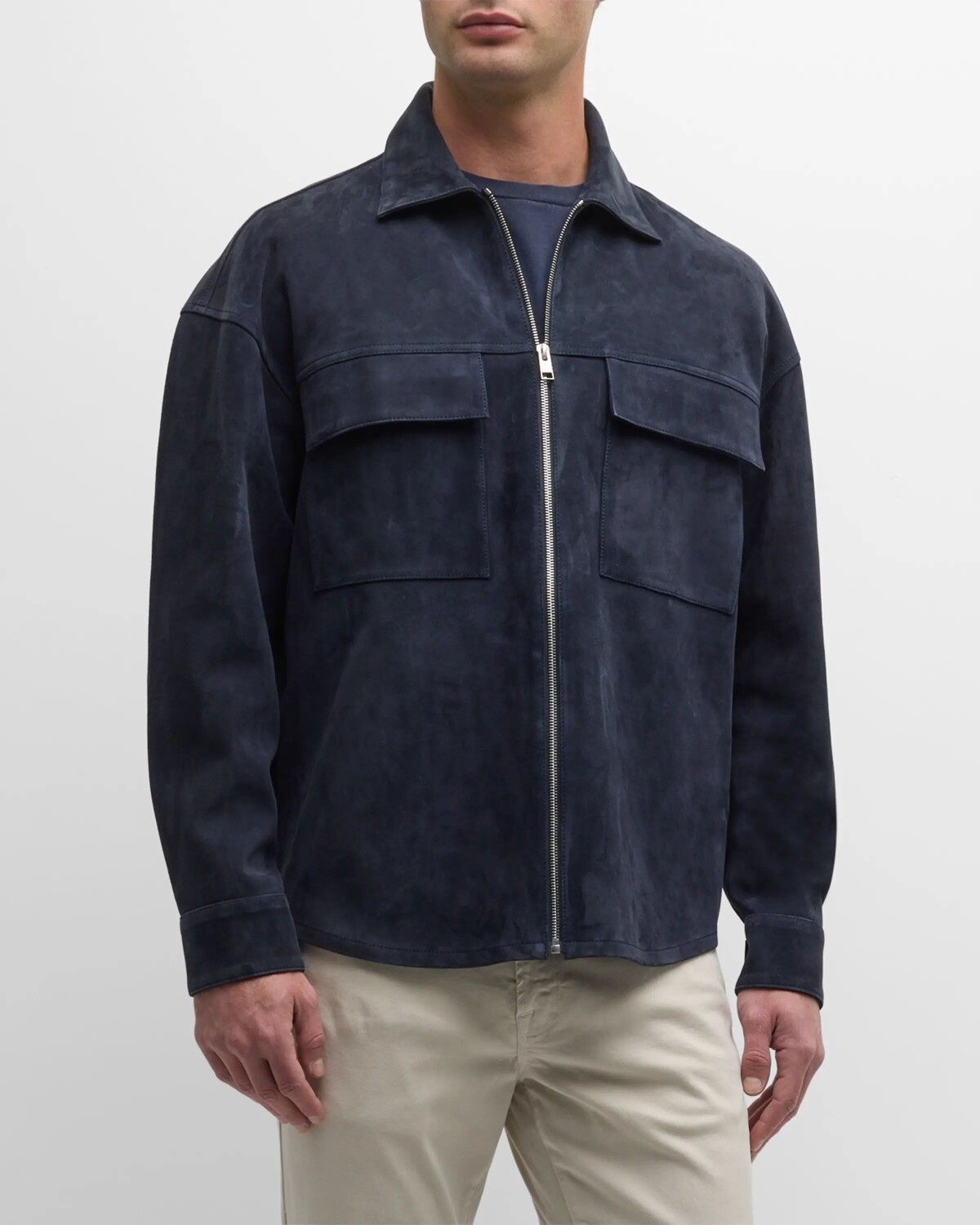 

Мужская замшевая рубашка на молнии спереди FRAME, цвет Dark Navy