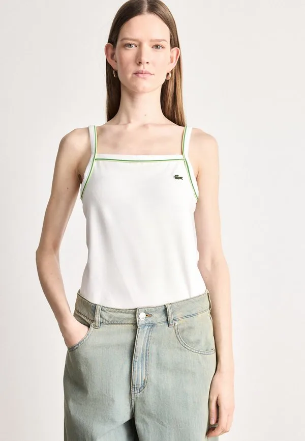 Топ Lacoste White/Sencha/Billiard Green, базовый, однотонный