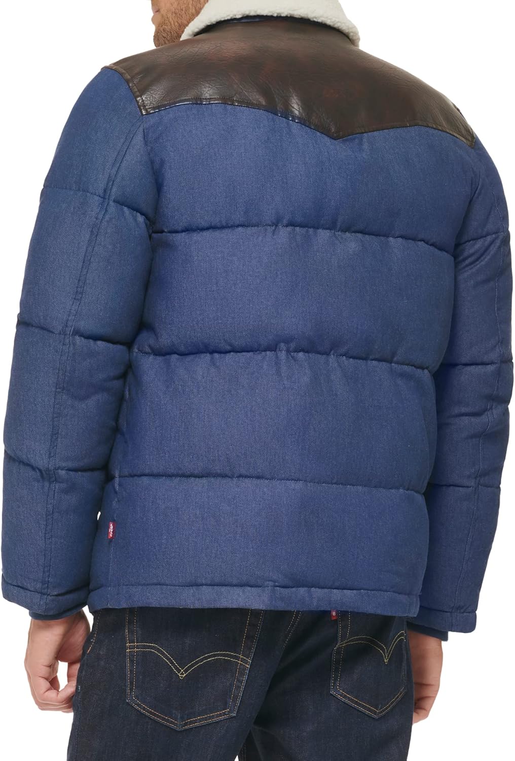Мужская стеганая куртка Levi's Out West из смешанной ткани, Faded Blue Denim Puffer — фото 2
