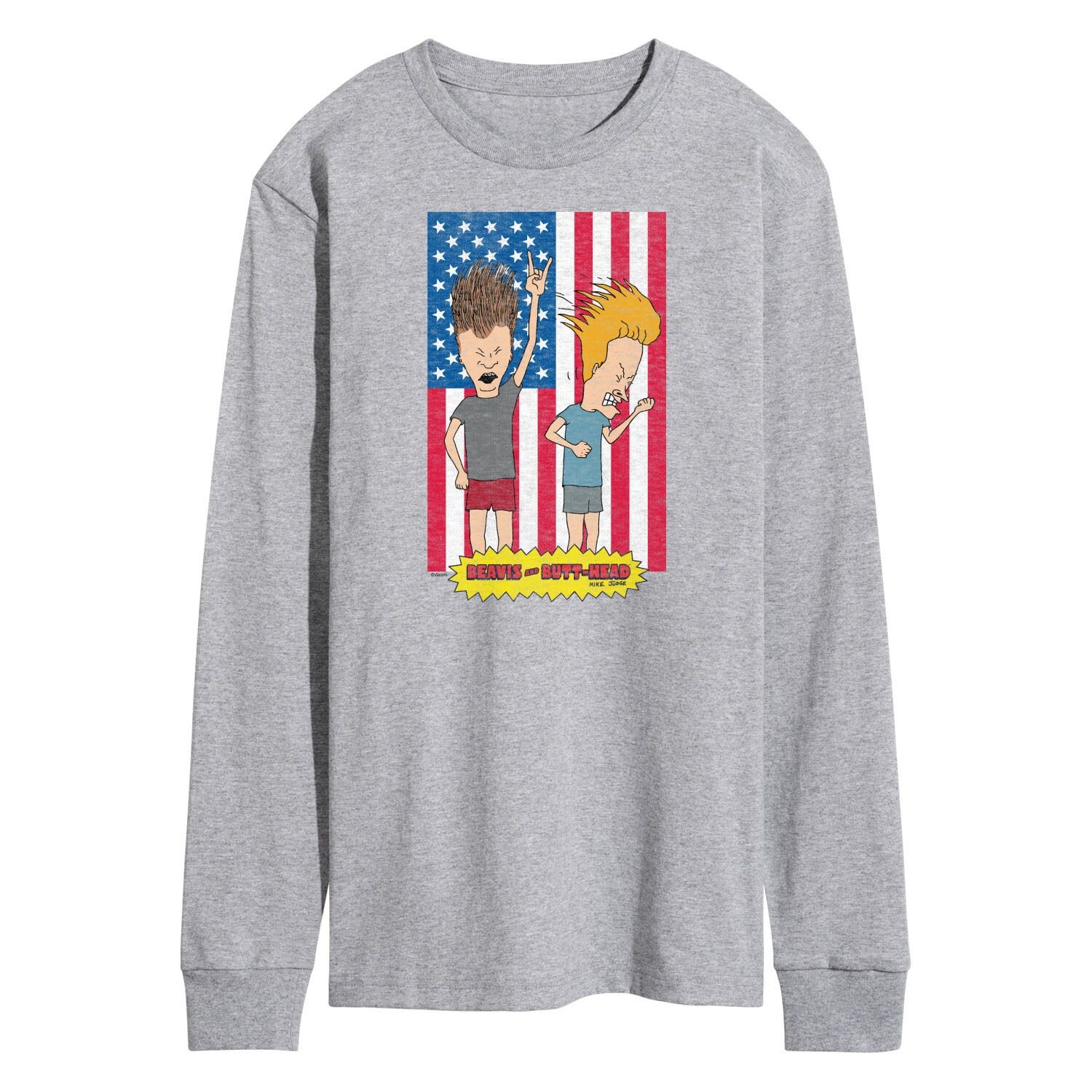 

Мужская футболка с длинными рукавами Beavis And Butthead Americana Licensed Character