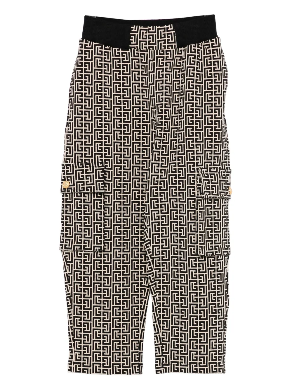 

Брюки карго с геометричным принтом Balmain Kids, черный