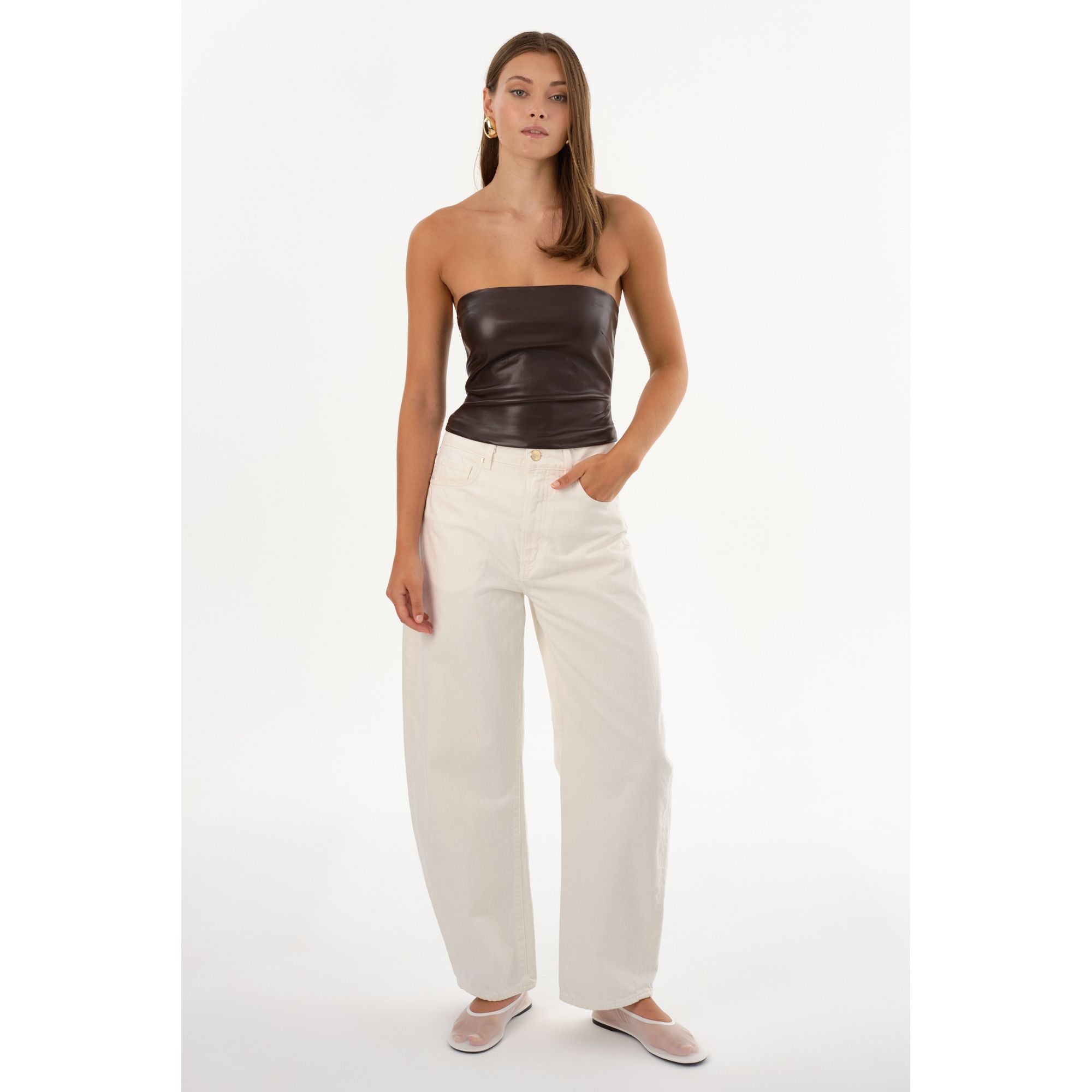 

Джиада | Топ без бретелей из искусственной кожи Lamarque, темно-коричневый