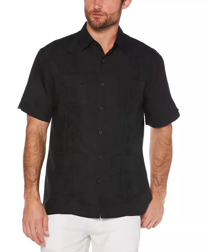 

Короткий рукав, вышитая рубашка Guayabera Cubavera, черный
