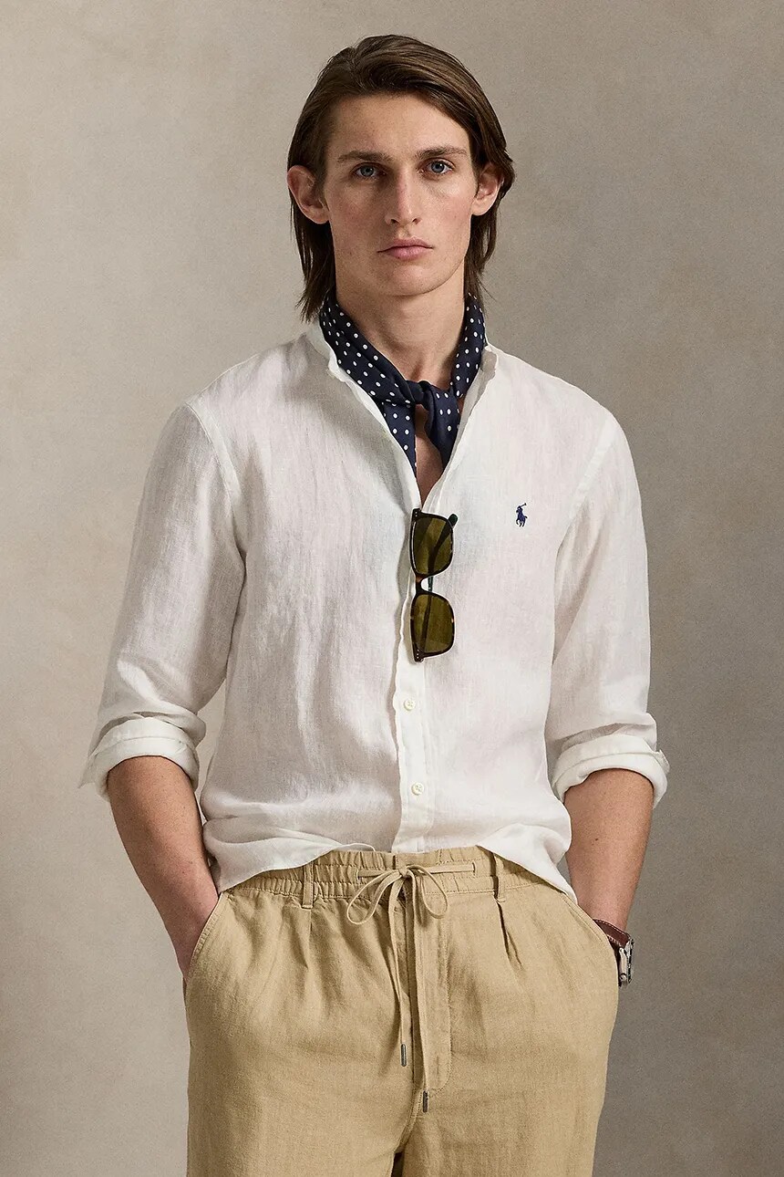 

Льняная рубашка Polo Ralph Lauren, белый