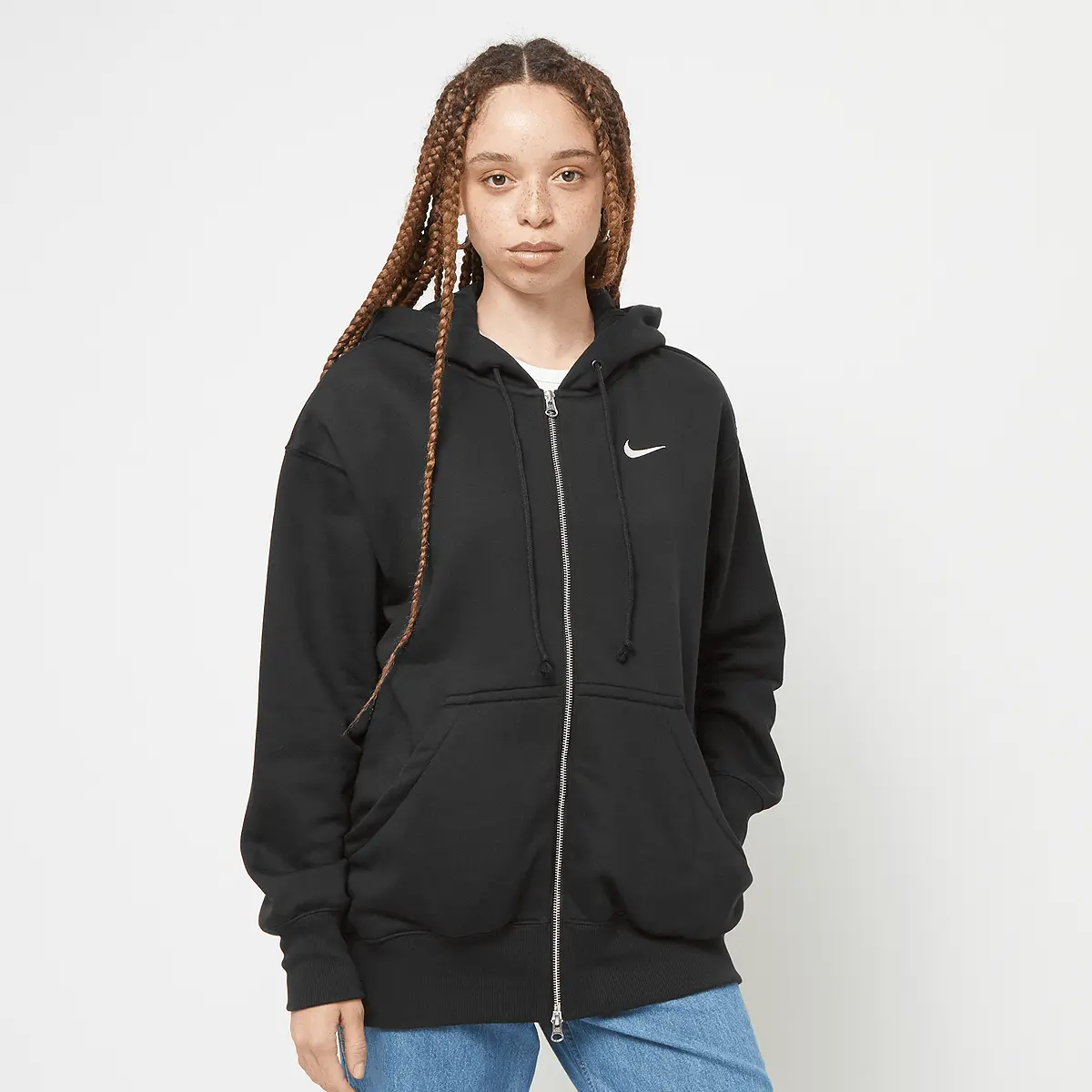 

Худи Nike Sportswear Phoenix Fleece Oversized Full-Zip, черно-белый