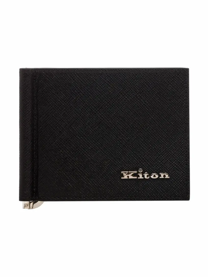 

Кожаная визитница с логотипом Kiton, черный