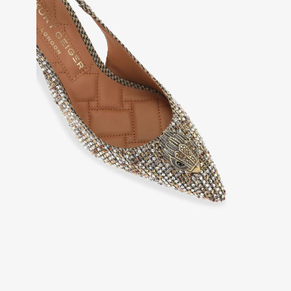 Туфли-лодочки Kurt Geiger London Белгравия на каблуке с ремешком на щиколотке и кристаллами, бежевый — фото 4