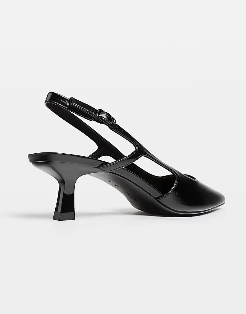 Туфли Stradivarius Wide Fit. Туфли с открытой пяткой, черные.