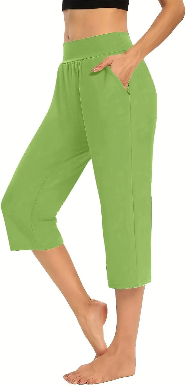 

Женские капри для йоги с широкими штанинами и высокой талией