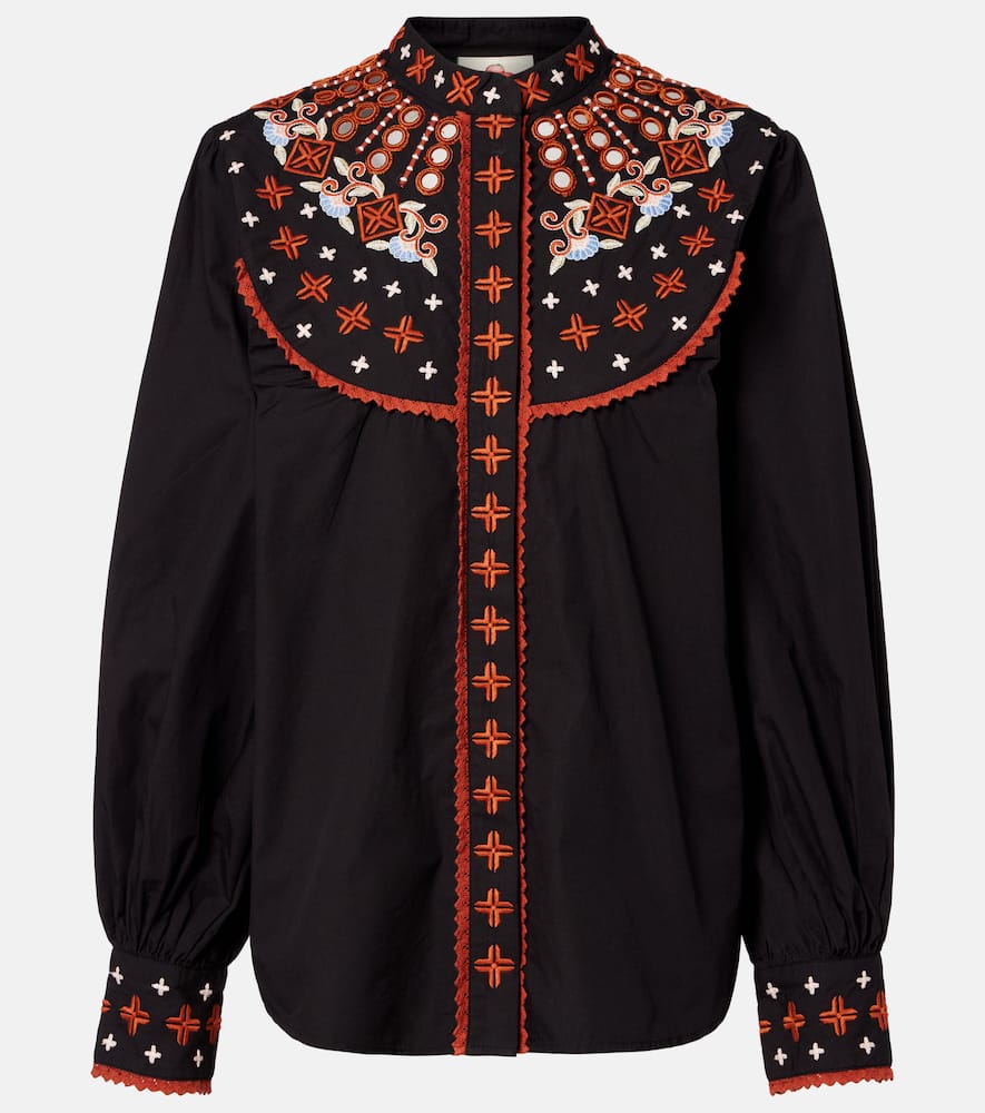 

Вышитая хлопковая рубашка Farm Rio, Black
