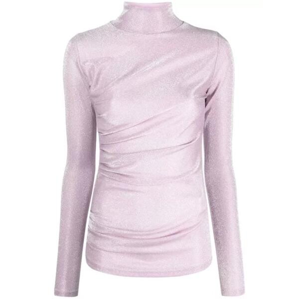 

Футболка glittery gathered high-neck t-shirt Msgm, розовый