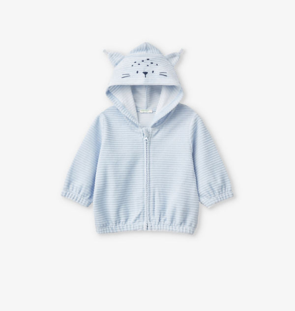 

Велюровая толстовка с вышитыми ушками 1-18 месяцев Benetton, голубой