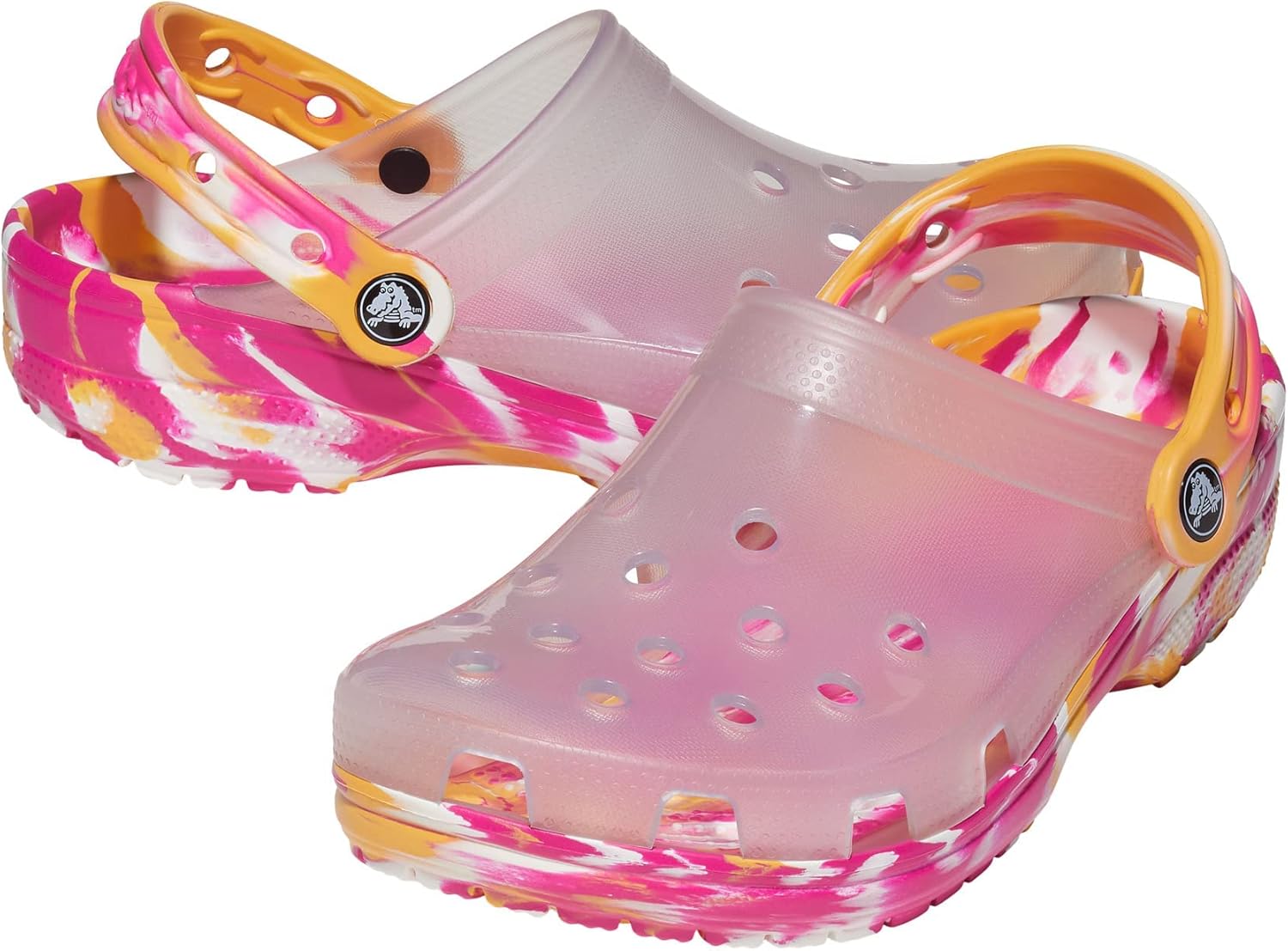 Сабо Унисекс Классические Прозрачные Мраморные Сабо Crocs, белый — фото 2