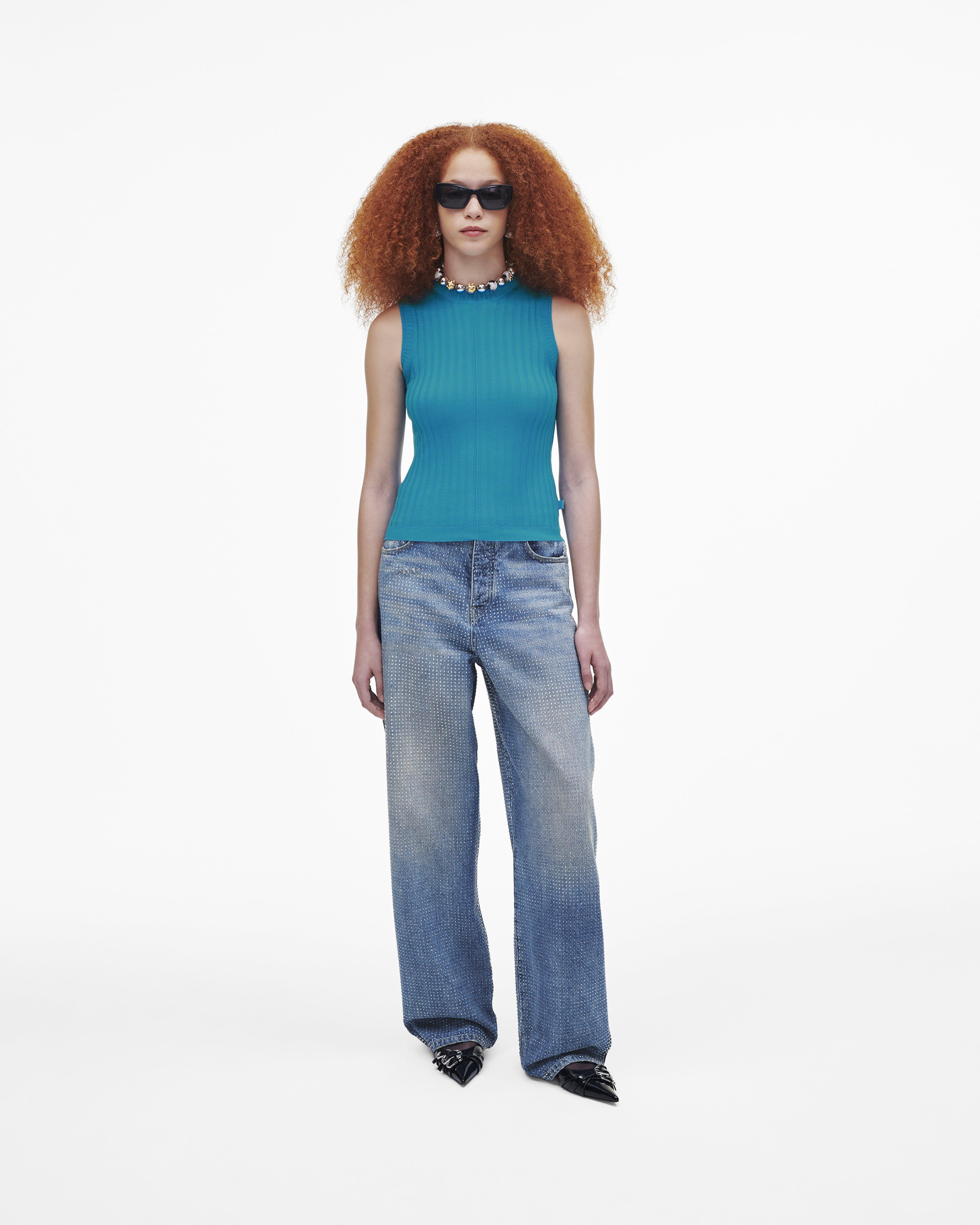 

Тонкий ребристый мериносовый топ Marc Jacobs, цвет Aqua