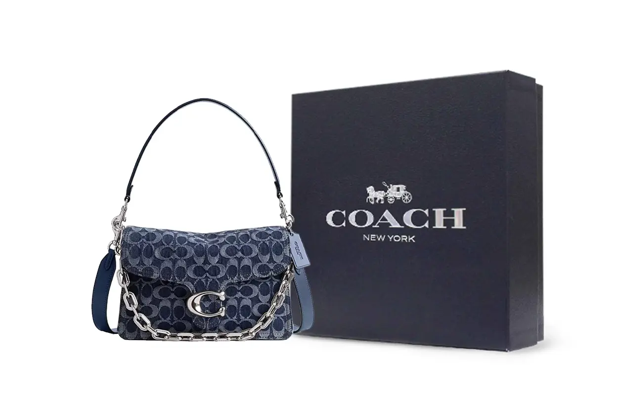

COACH Джинсовая сумка через плечо среднего размера для женщин темно-синяя