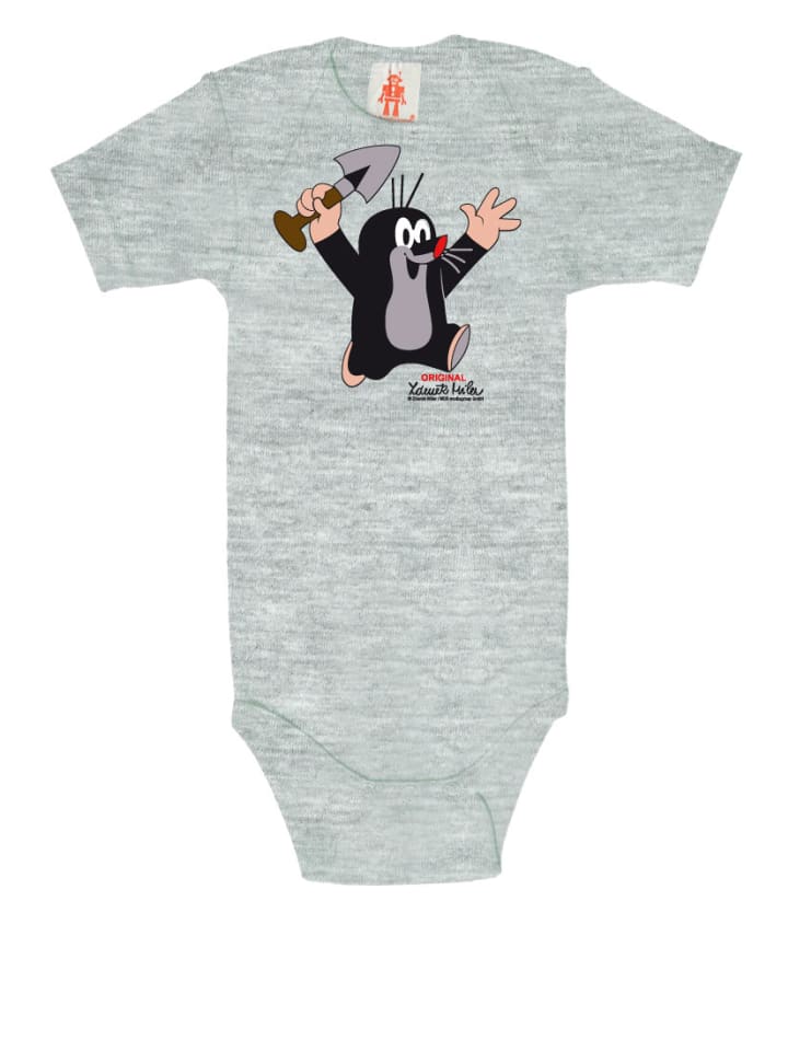 

Logoshirt Детский боди с принтом "Маленький крот" серого меланжевого цвета