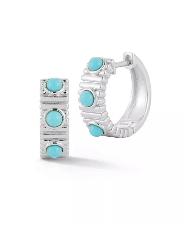 

Серьги-Кольца из стерлингового серебра с тремя бирюзовыми вставками Rachel Zoe, silver