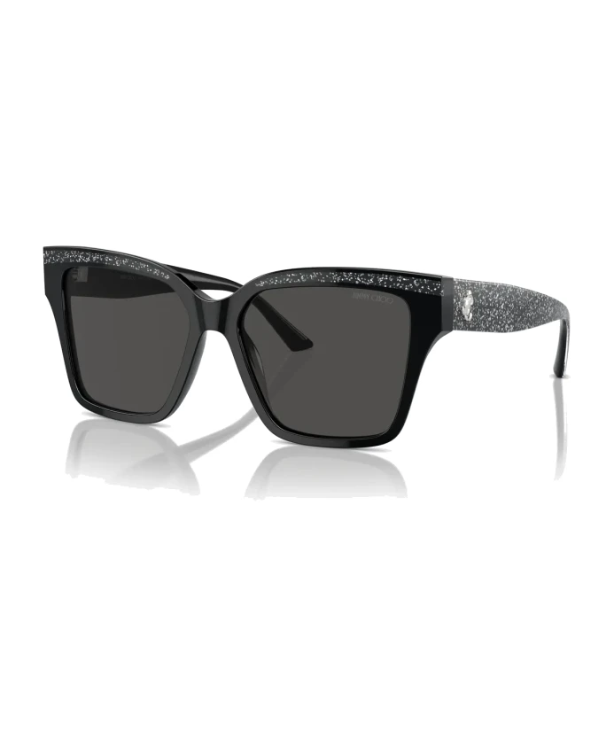 

Стильные большие солнцезащитные очки с блестящими деталями Jimmy Choo, черный