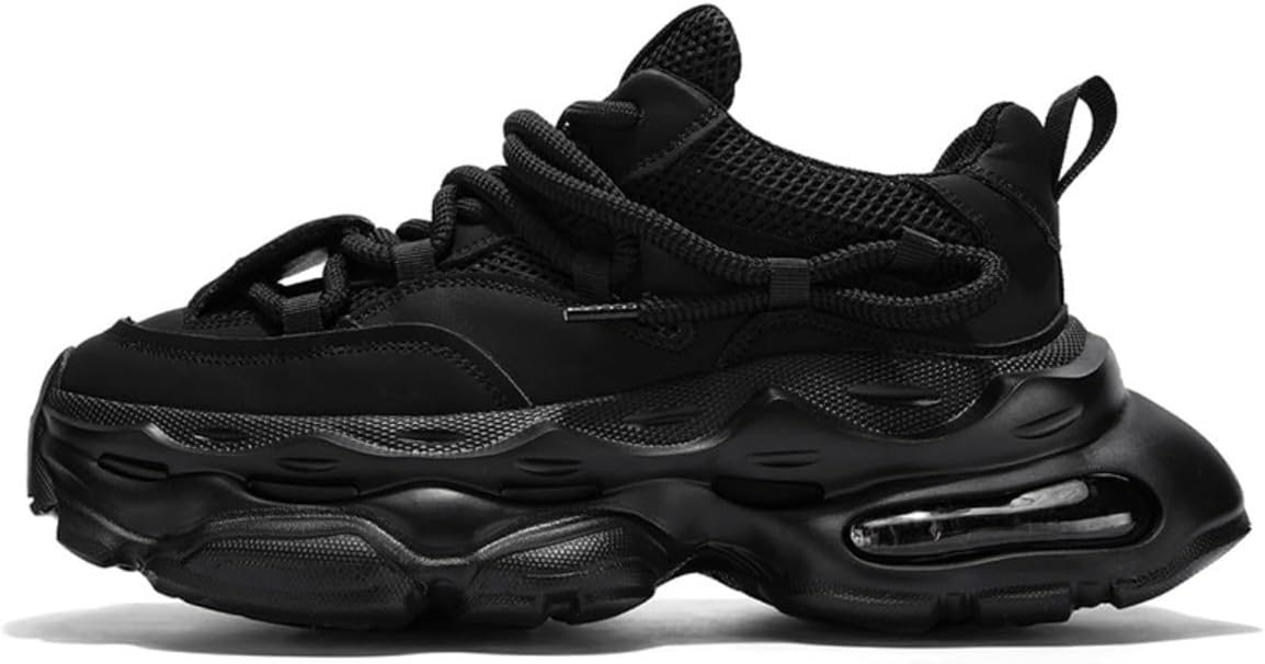 

Мужские кроссовки в стиле Y2K с грубой сеткой и синтетикой, повседневные уличные, с увеличивающей рост подошвой 5 см и видимой воздушной подушкой Ctkvbmeoi, черный