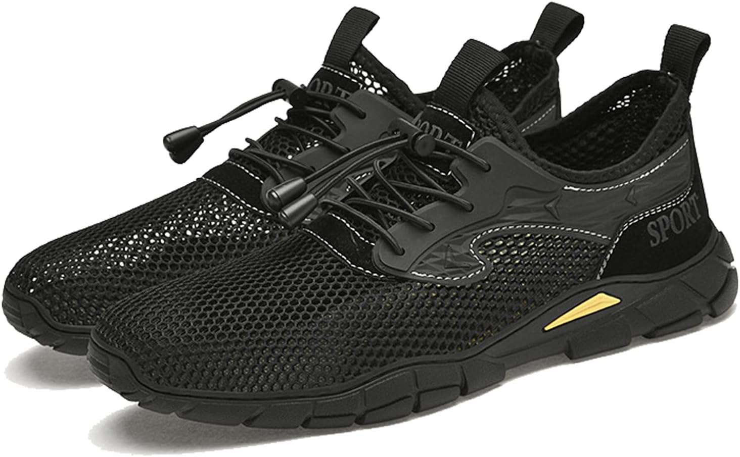 

Мужские водные кроссовки из сетки, дышащие, быстросохнущие, пляжные, легкие, повседневные, для прогулок, каякинга, катания на лодке и водных видов спорта Proptmina, черный