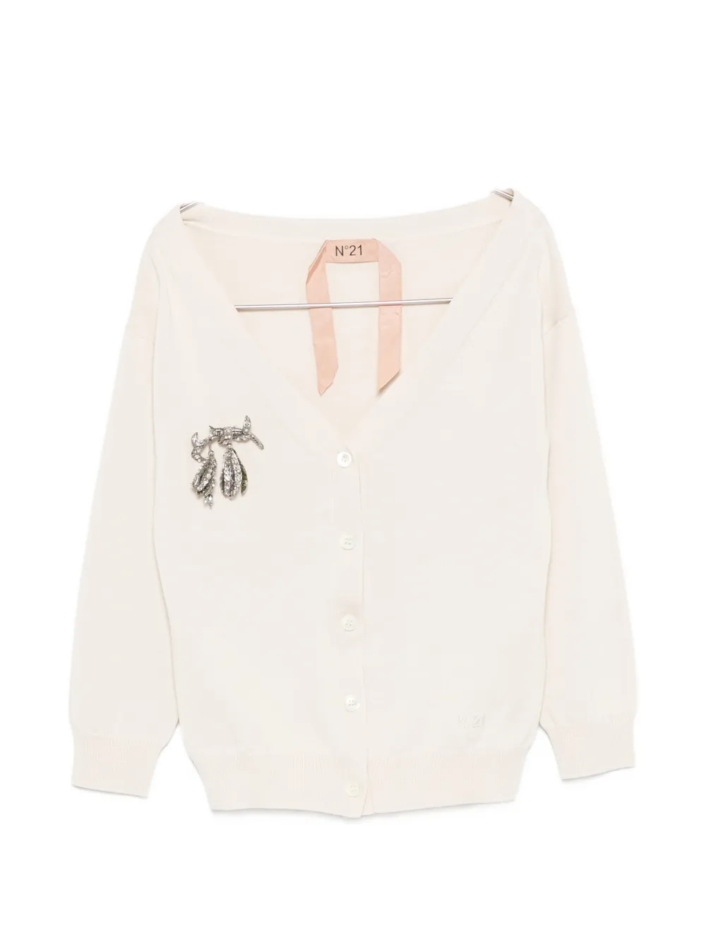 

Украшенный вязаный кардиган Nº21, бежевый