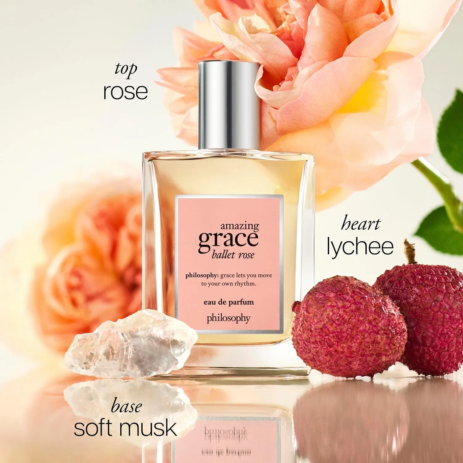 Philosophy Amazing Grace Ballet Rose - мечтательный и цветочный женский парфюм с нотами розы, личи и мускуса. 59 мл — фото 2